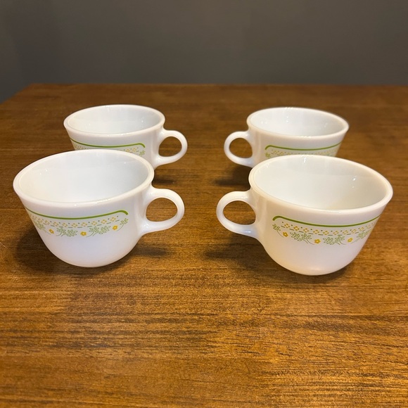 Pyrex Vintage Summer Impressions Sunshine 8oz Floral White and Green Cup Mugs - Picture 7 of 11